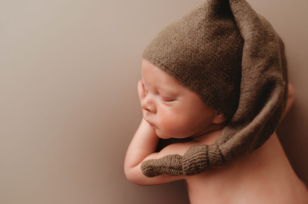 Baby posed for infant photos in Asheville, NC.