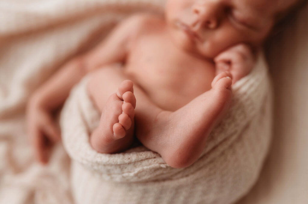 Macro Details of infant baby during his Newborn Baby Boy Session in Asheville, NC.