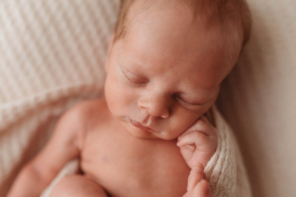 Macro Details of infant baby during his Newborn Baby Boy Session in Asheville, NC.